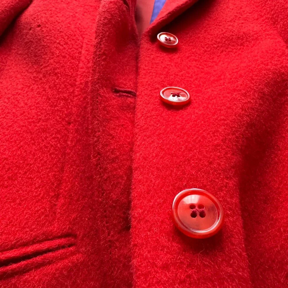 Wool Alpaca Blend Blazer Harvé Benard Red Jacket - Picture 9 of 17